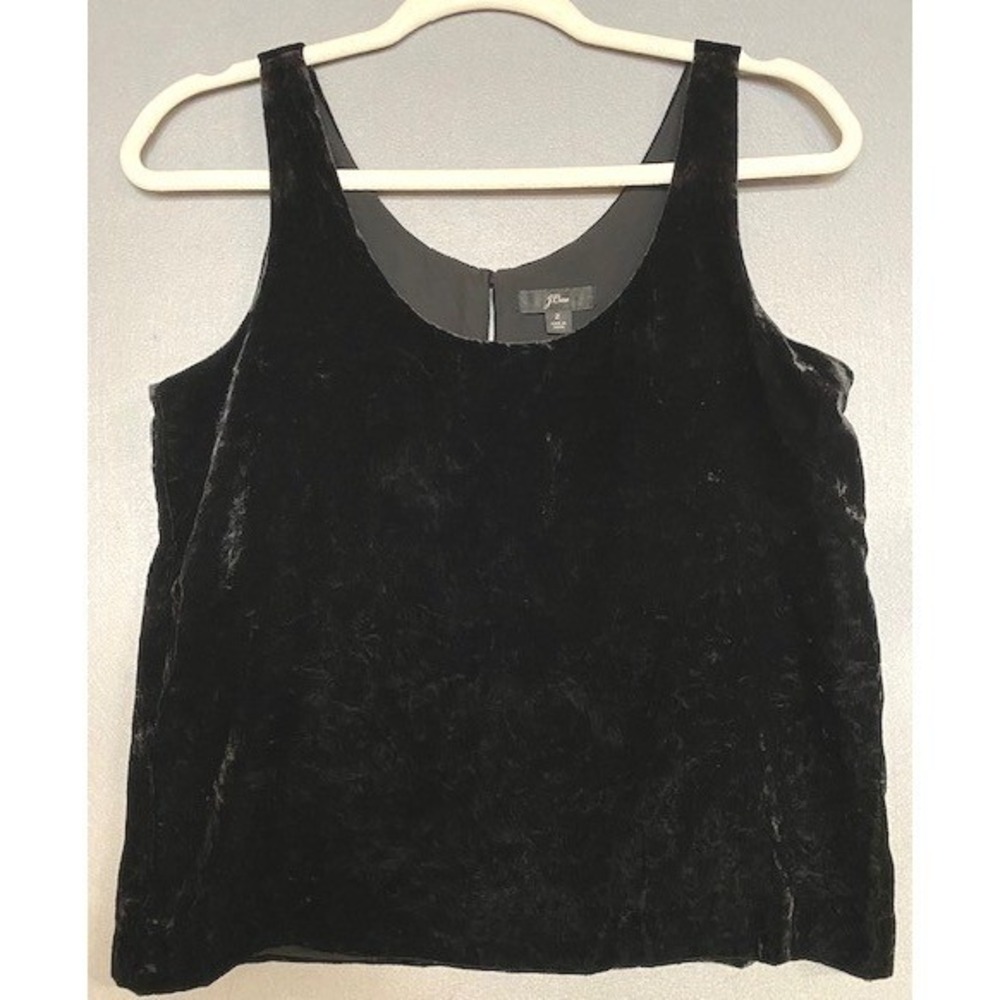 J.Crew Womens Size 2 Black Velvet Scoop Neck‎ Tank Top  J4925